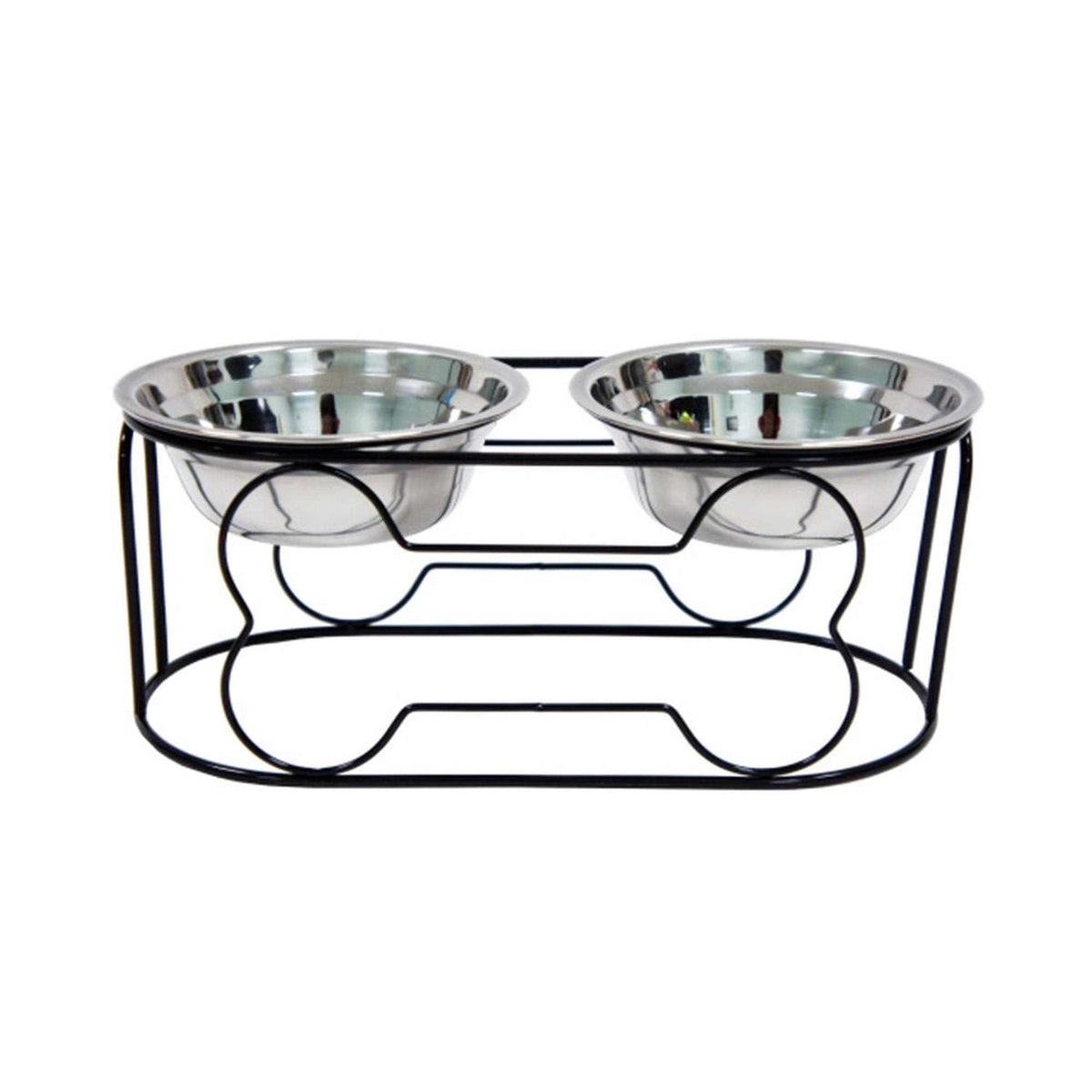 Wrought Iron Stand with Double Stainless Steel Feeder Bowls Z85063