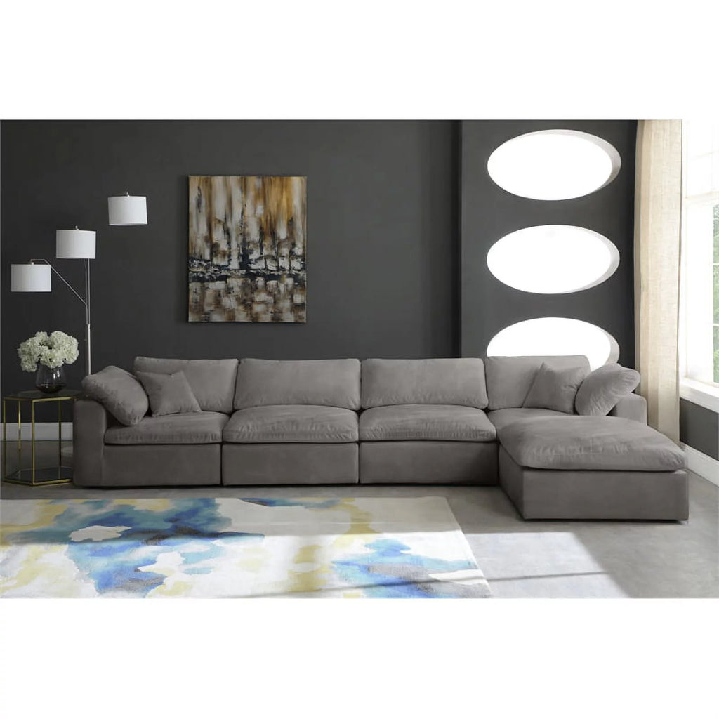 Gray Velvet Modular Sectional A74385
