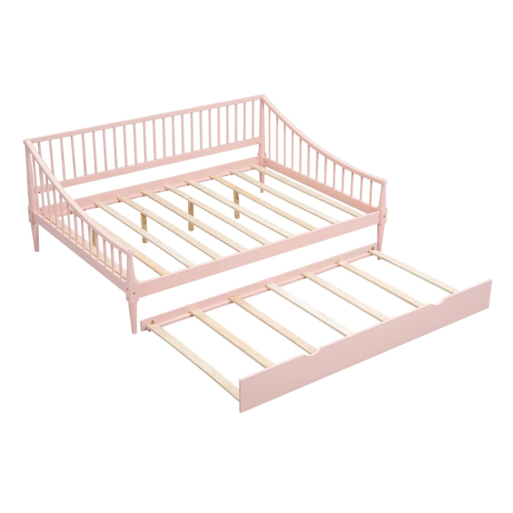 Pink Full Size Wood Daybed with Twin Trundle Z309