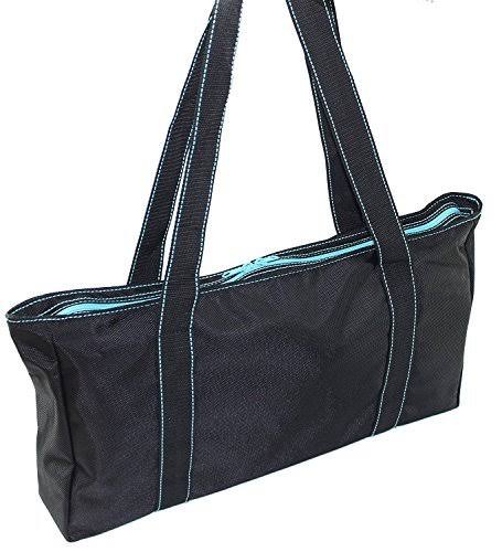 Waterproof Black Nylon Mahjong Set Bag with Blue Stitches Q81926