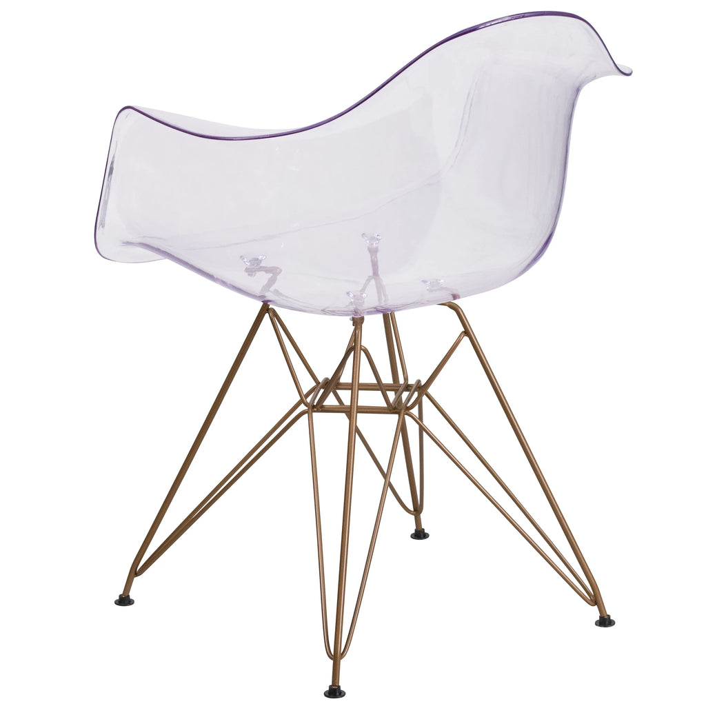 Transparent Side Chair with Gold Base U3090