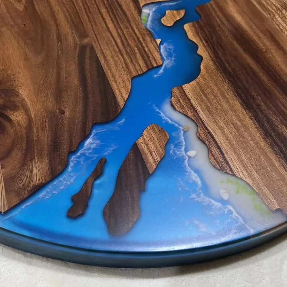 Round Teak Wood Resin Coffee Table B45759
