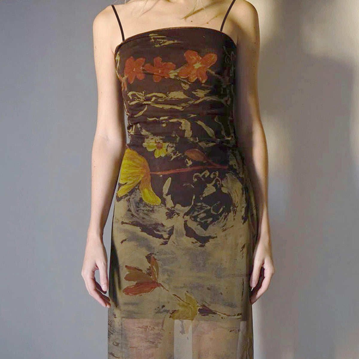 Brown Mesh Skirt U5159