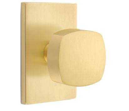Satin Brass Passage Set Knob with Rosette I82243