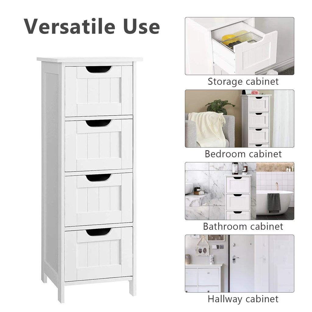 White 4 Drawer Wooden Floor Cabinet O79609