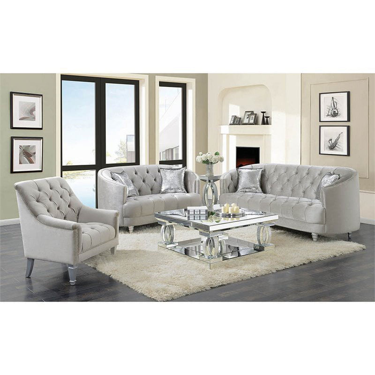 Grey Tufted Loveseat A205