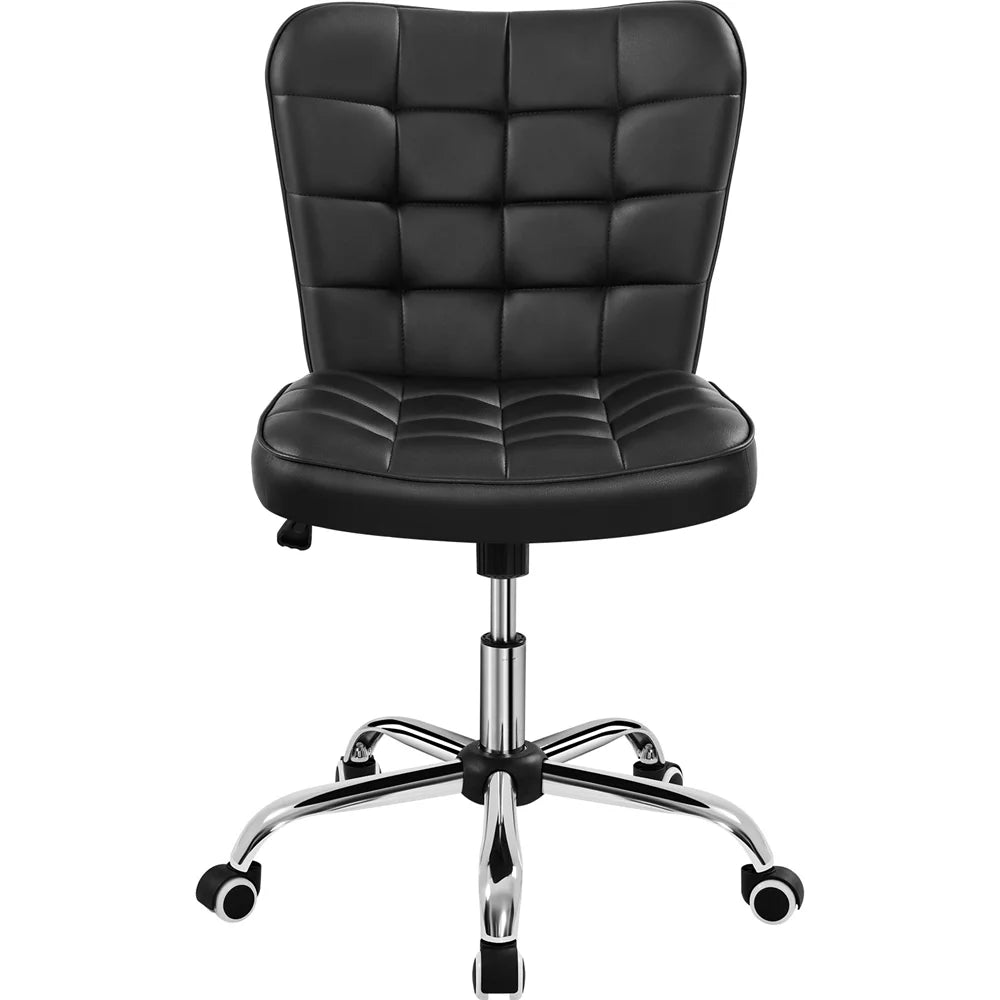Black Tufted Faux Leather Desk Chair R93785