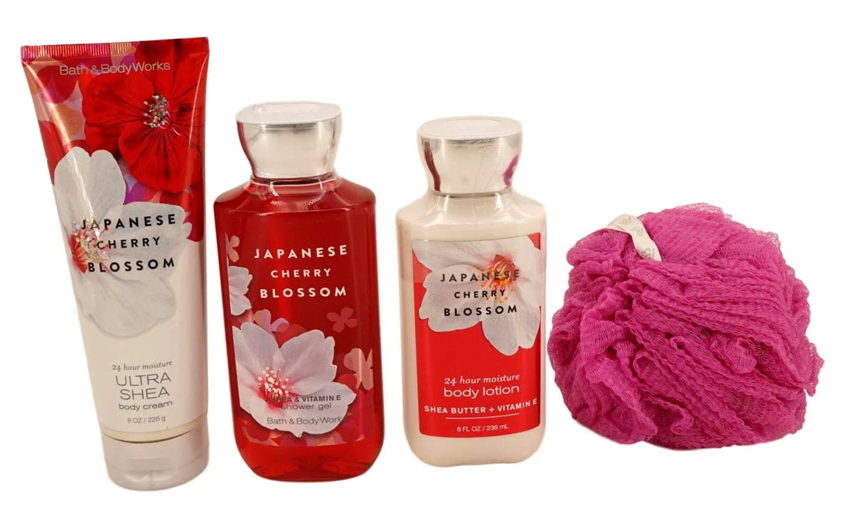 Japanese Cherry Blossom Shower Gel, Lotion, Body Cream with Loofah I858