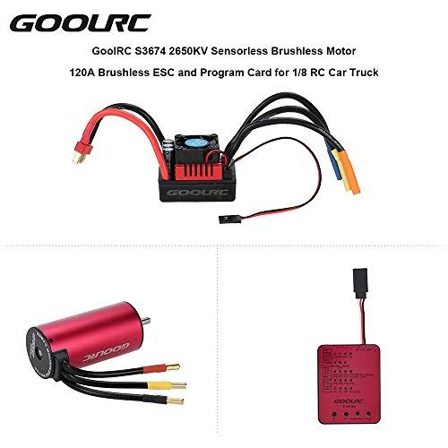 Sensorless Brushless Motor 120A Brushless ESC and Program Card Combo Set for 1/8 RC Car Truck V3884