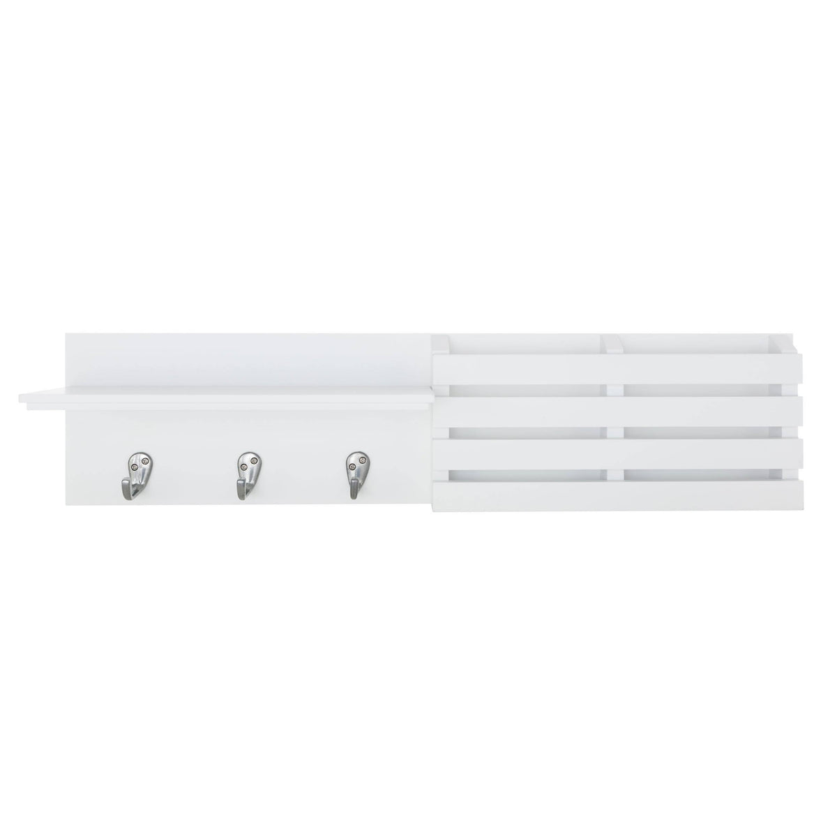 White Wall Shelf and Mail Holder with 3 Hooks S779