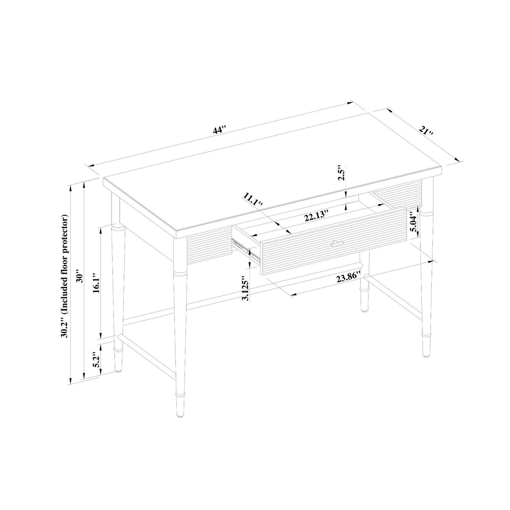 White Wood Writing Desk with Drawers D83530