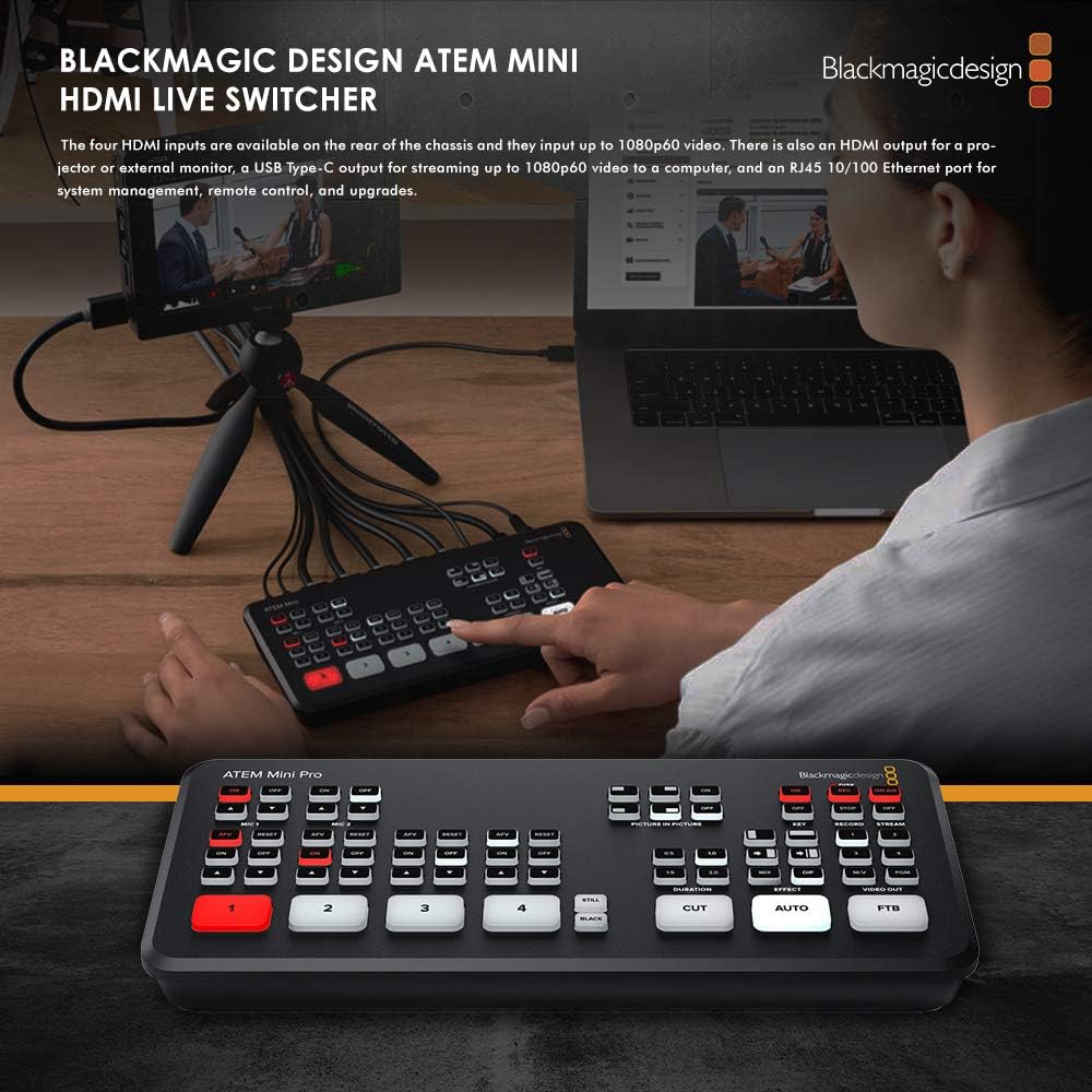 ATEM Mini Pro HDMI Live Stream Switcher with Basic Accessory Bundle Y830283