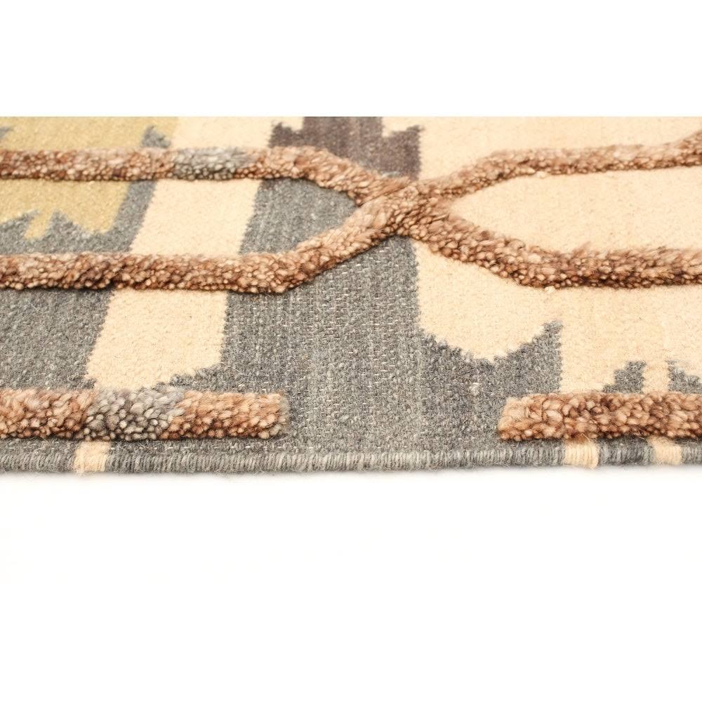 Ivory Wool Kilim Rug D6501