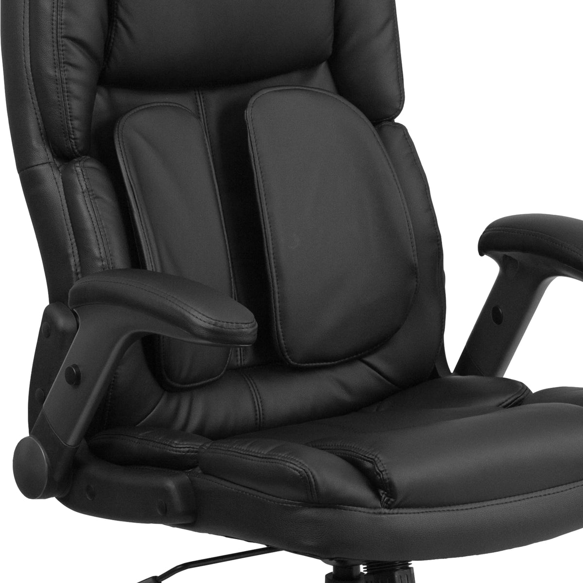 Black LeatherSoft Executive Swivel Ergonomic Office Chair with Flip-Up Arms L5090