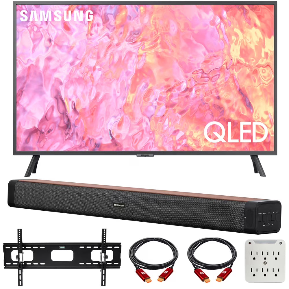 70 Inch QLED 4K Smart TV Bundle with Soundbar, TV Wall Mount Bracket and Surge Adapter S89658