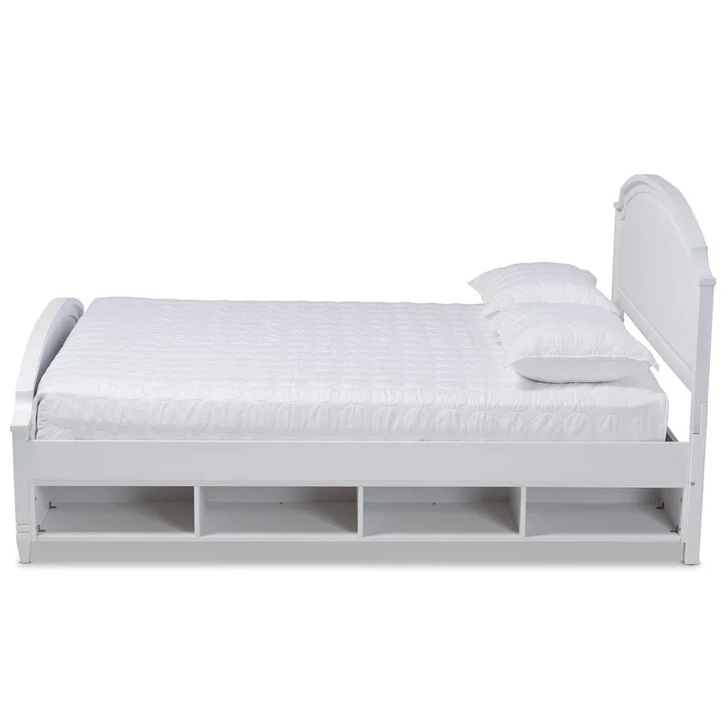 White Wood Queen Size Storage Platform Bed L87909