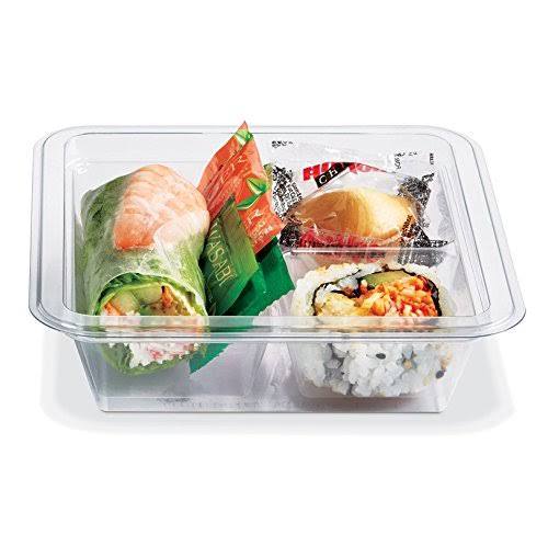 12 oz Clear Plastic Container with 3-Compartment Insert Tray and Lid, 100 Sets G133188
