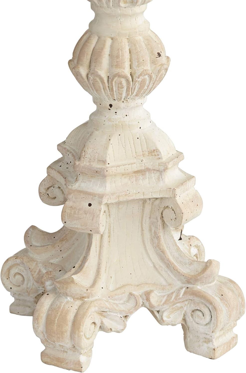 Whitewashed Carved Pillar Candle Holders Set of 3 W15344