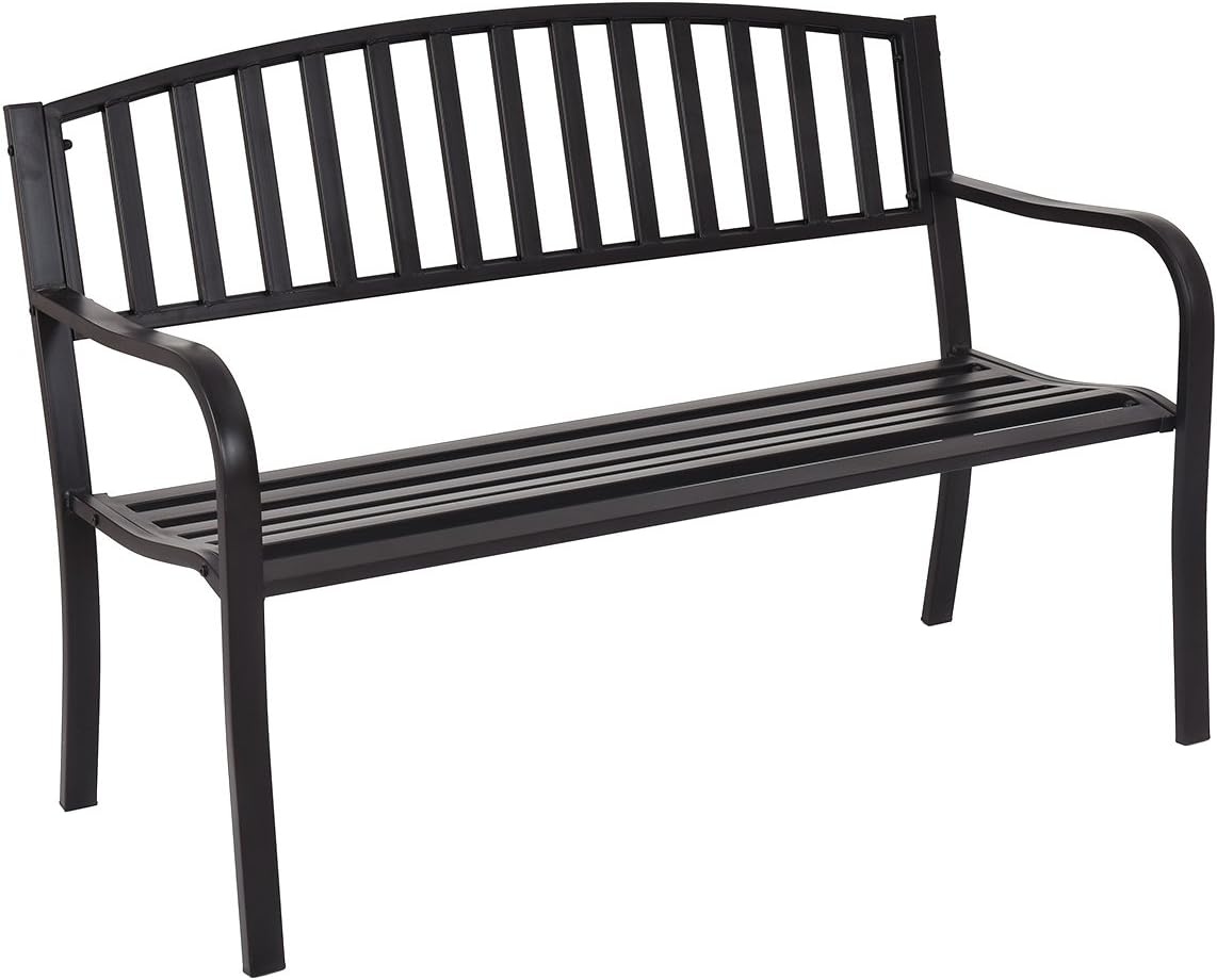 Black Cast Iron Patio Bench W175
