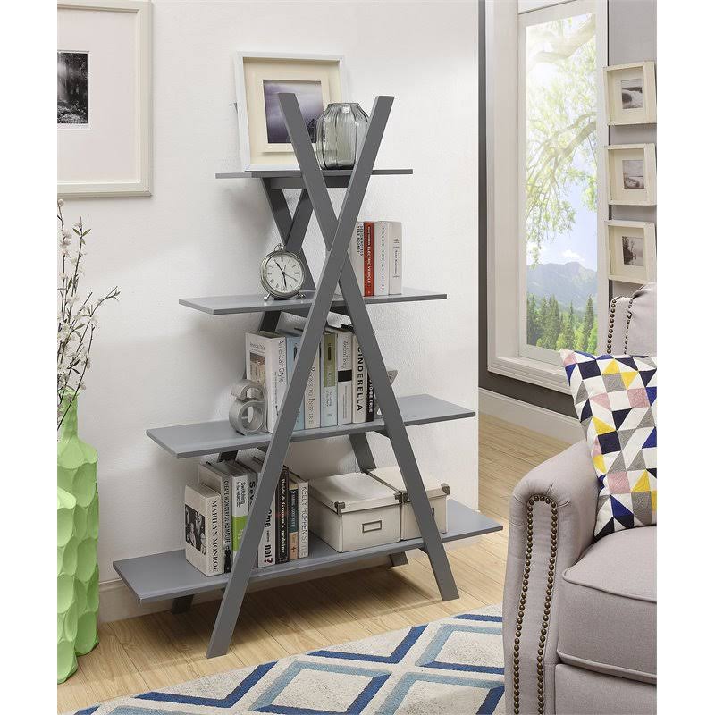 Gray Wood A Frame Bookshelf L51742