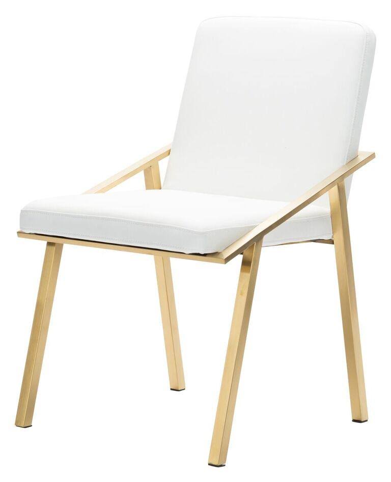 White/Polished Stainless Dining Chair A356