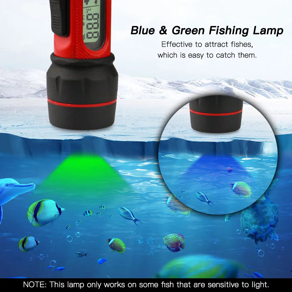 Arealer Sonar Ice Fishing Fishfinder with LED Underwater Light Wireless Handheld Fishfinder with 0.8-90m Detection Depth J880985