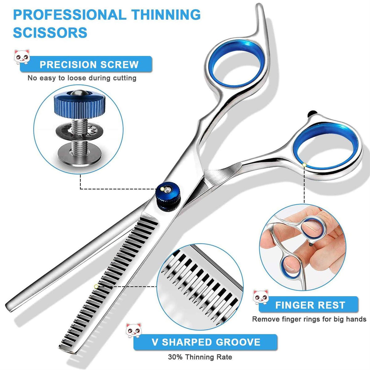 6 in 1 Dog Grooming Scissors Stainless Steel X6921