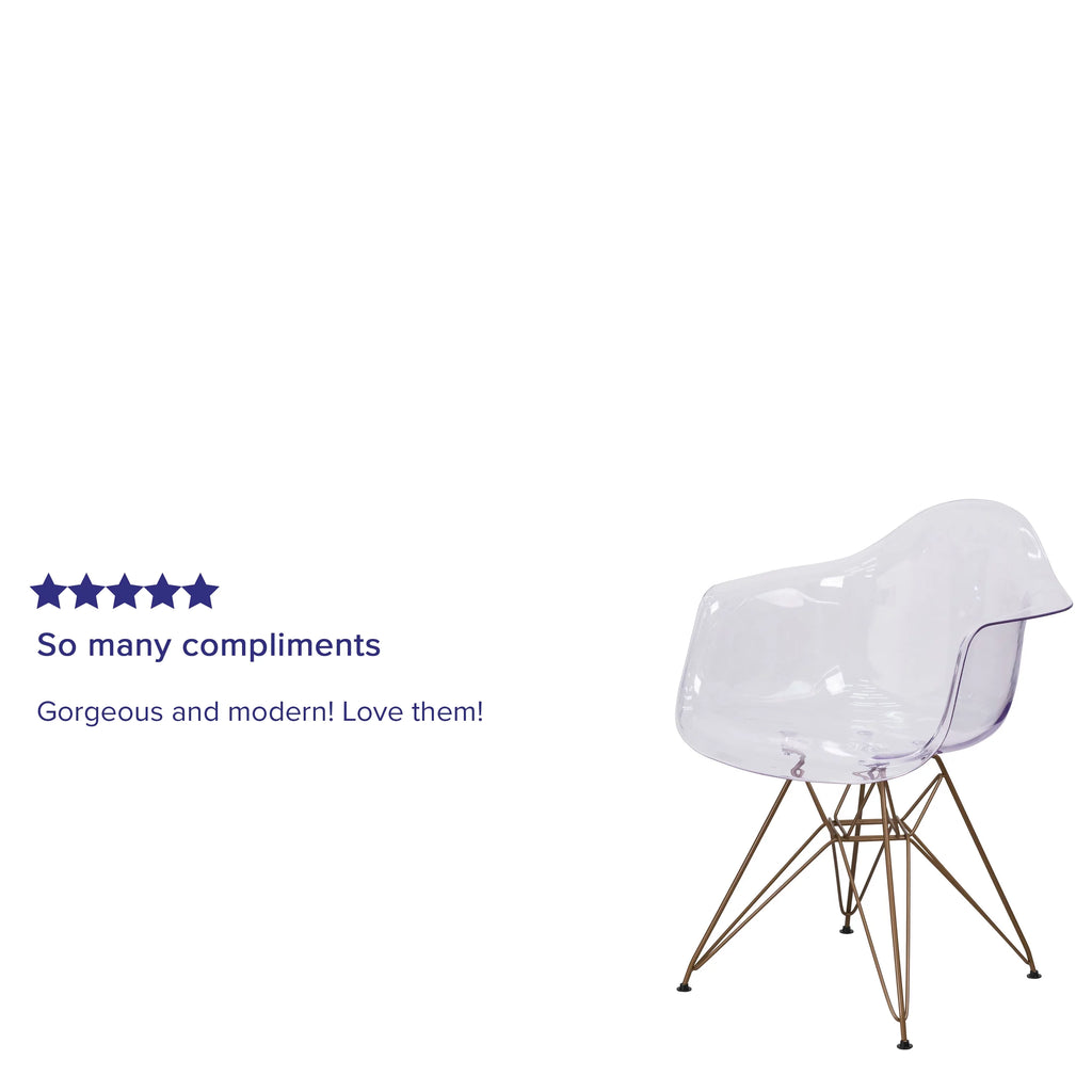 Transparent Side Chair with Gold Base U3090