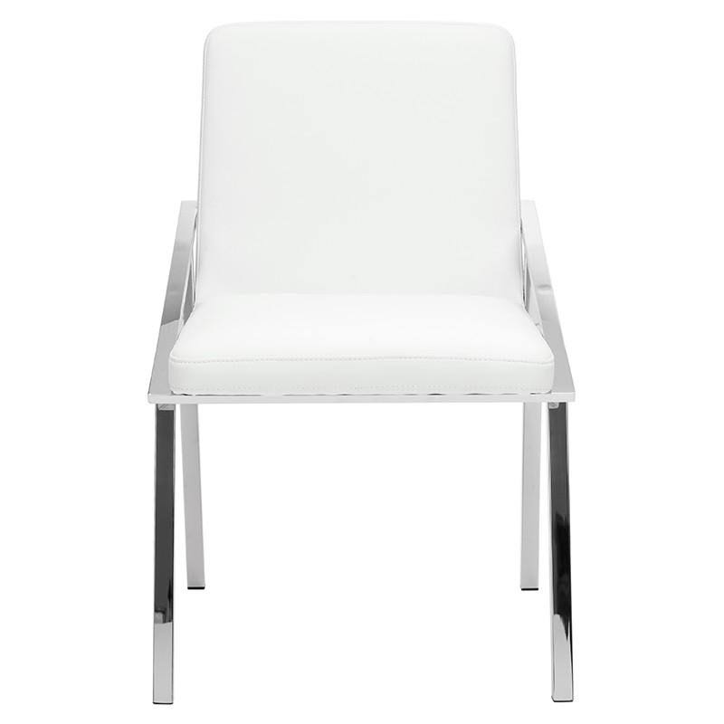 White/Polished Stainless Dining Chair A356