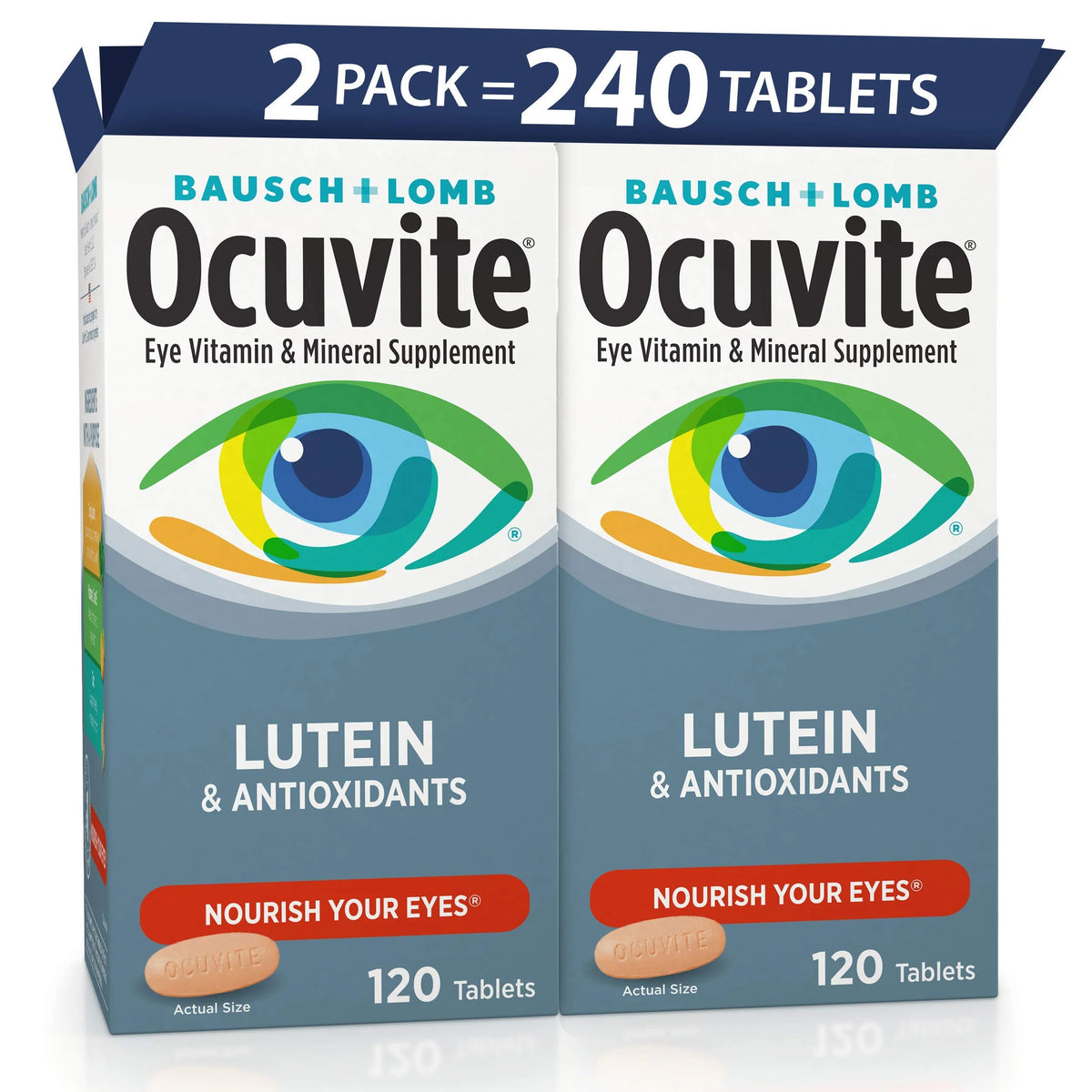 Eye Vitamin and Mineral Supplement with Lutein, 120 Count Pack of 2 V591874