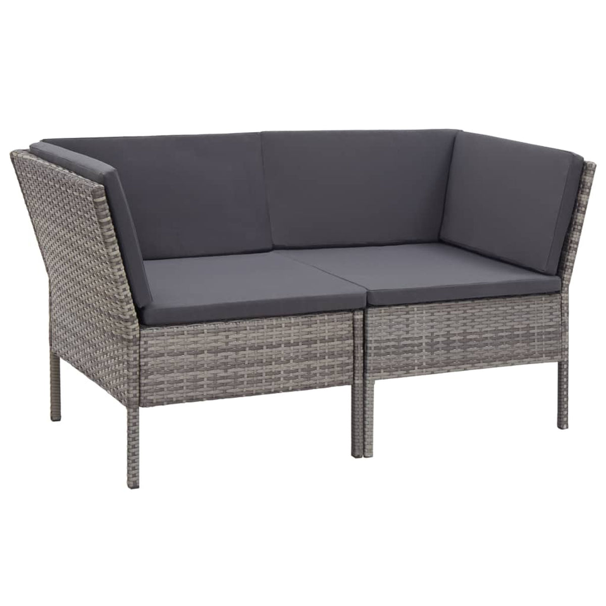 6 Piece Outdoor Conversation Set Gray Poly Rattan Patio Sectional Set M446