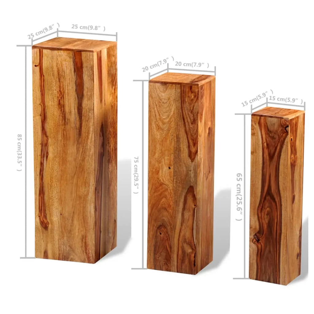 3 Piece Solid Sheesham Wood Stands E526