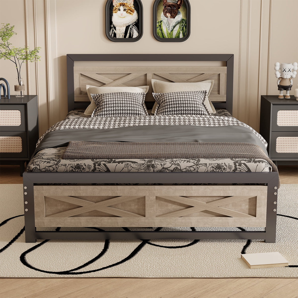 Twin Size Platform Bed Frame with Headboard M9529