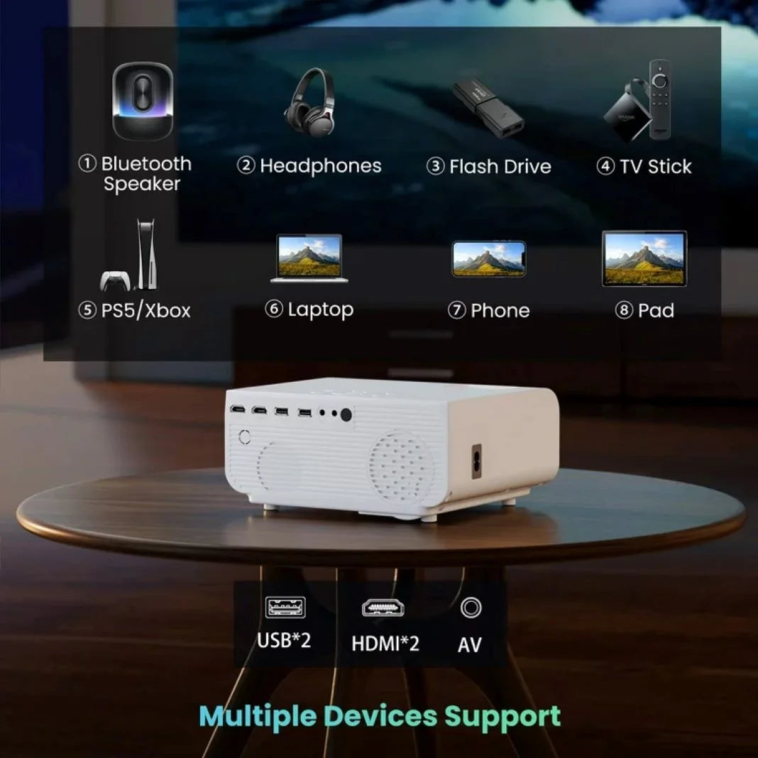5G WiFi Bluetooth 1080P Projector with 100 Projector Screen O205059