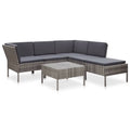 6 Piece Outdoor Conversation Set Gray Poly Rattan Patio Sectional Set M446