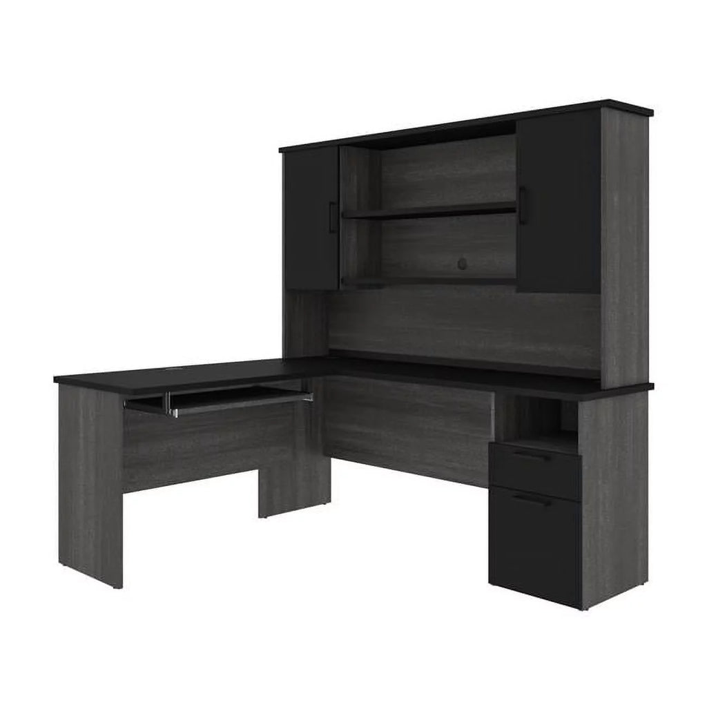71W L-Shaped Desk with Hutch V605