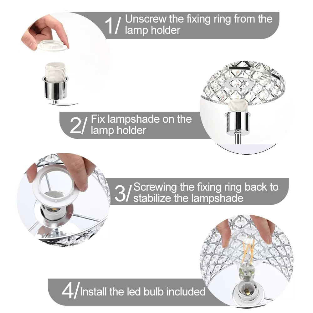 Crystal Table Lamp Set of 2 with 2 USB Charging Ports M23675