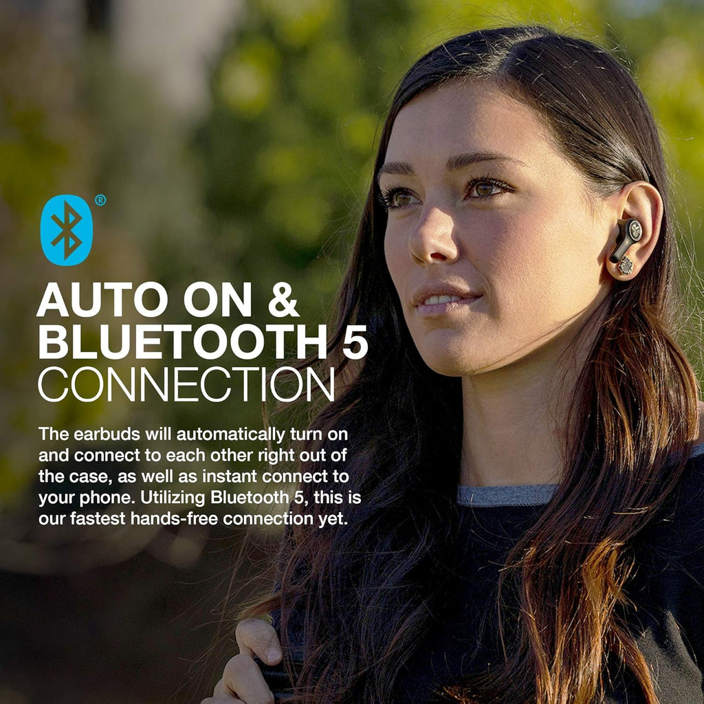 True Wireless Bluetooth Earbuds with Charging Case, Black, Bluetooth 5.0, Pack of 2 W499