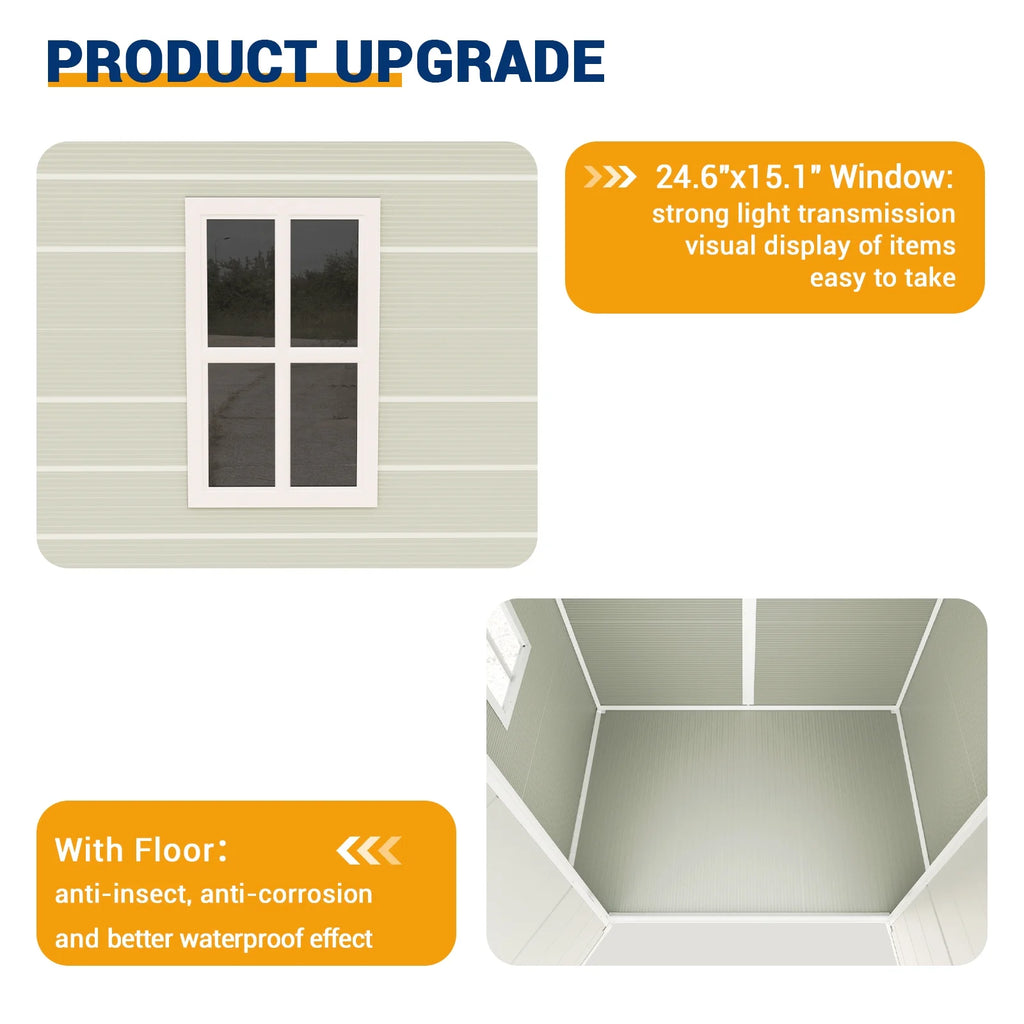 6x4.5 FT Resin Outdoor Storage Shed with Lockable Door F78296