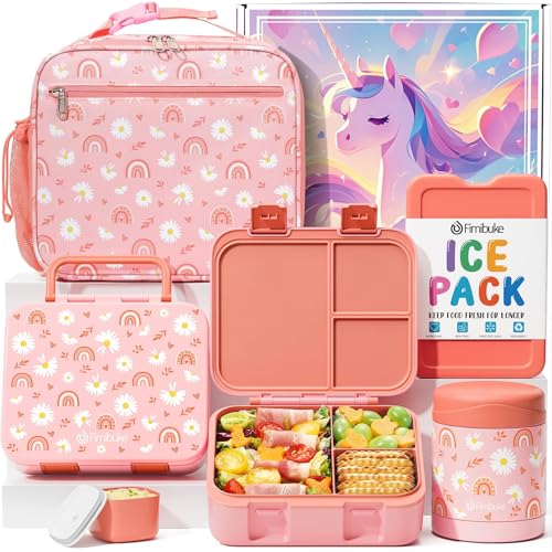 3-Compartment 32OZ Bento Lunch Box with Thermos, Lunch Bag, Insulated Food Jar & Ice Pack Set A302