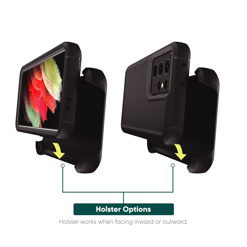 Rugged Phone Case with Holster for Samsung Galaxy S21 Ultra 5G - Black Y74689