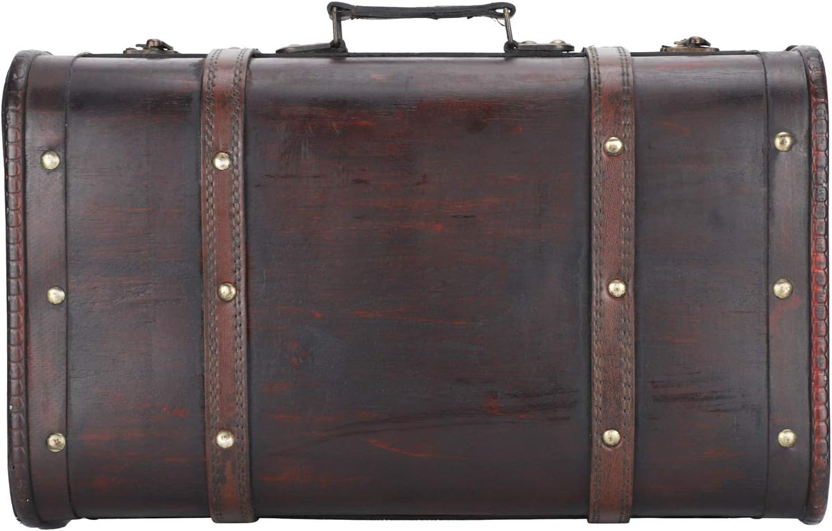 Vintage Wooden Suitcase with Buckle Lock Storage Chest E80213